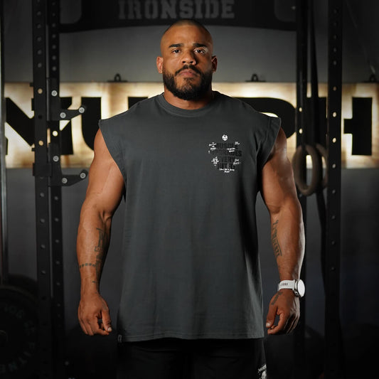 Polera Oversize Sleeveless MUSCLE UPGRADE EVERY OUTFIT - Gris Charcoal