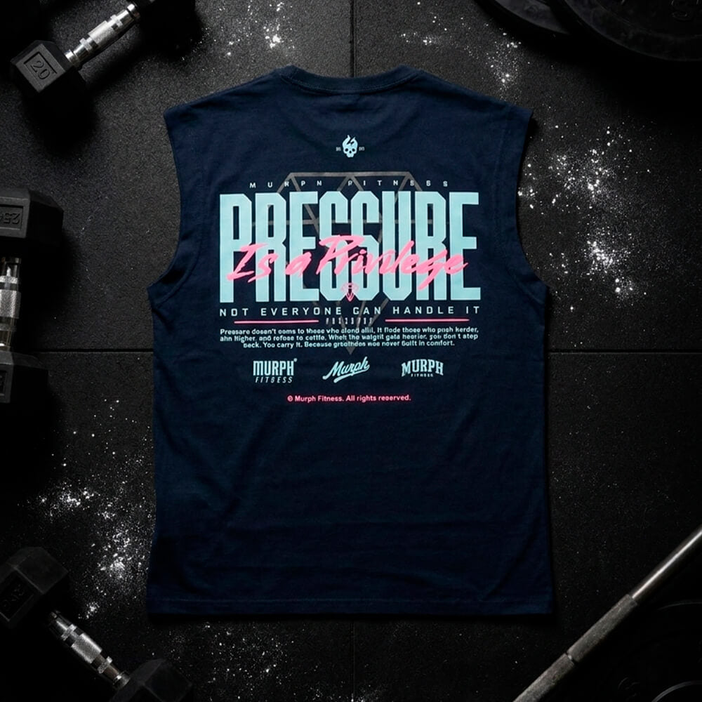 Polera Oversize Sleeveless PRESSURE IS A PRIVILEGE - Navy Blue