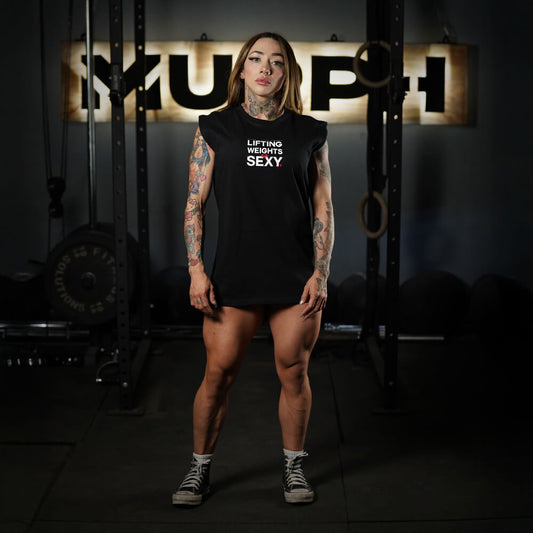 Polera Oversize Sleeveless Lifting Weights Is SEXY - Negro