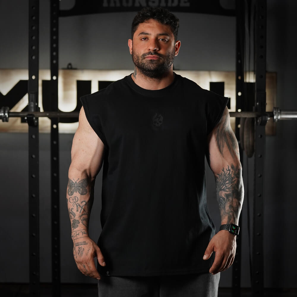 Polera Oversize Sleeveless Skull logo - Total Black