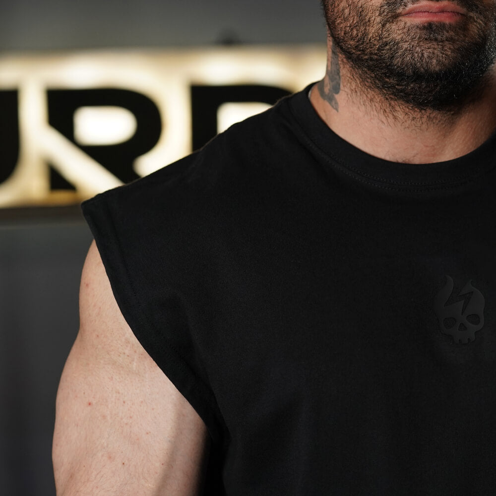 Polera Oversize Sleeveless Skull logo - Total Black