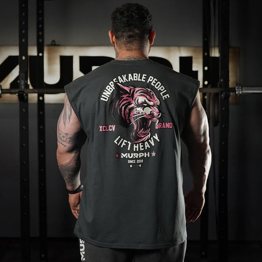 Polera Oversize Sleeveless Tiger - Gris Charcoal