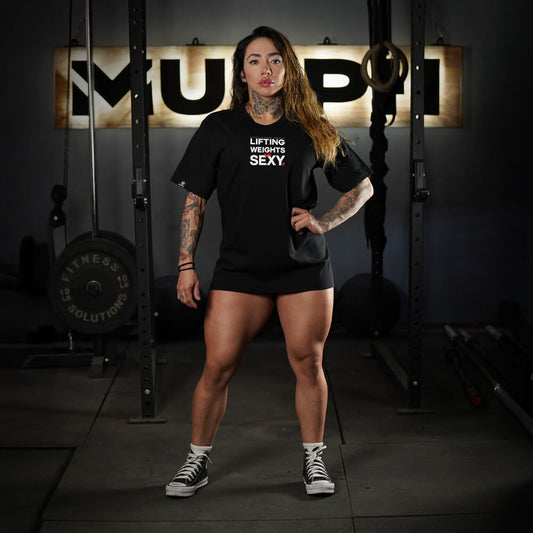 Polera Oversize Lifting Weights Is SEXY - Negro