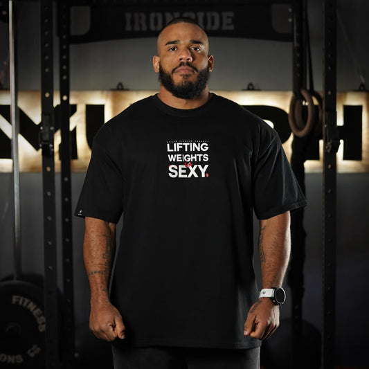 Polera Oversize Lifting Weights Is SEXY - Negro