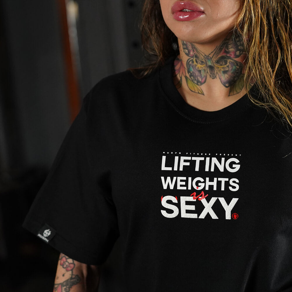 Polera Oversize Lifting Weights Is SEXY - Negro