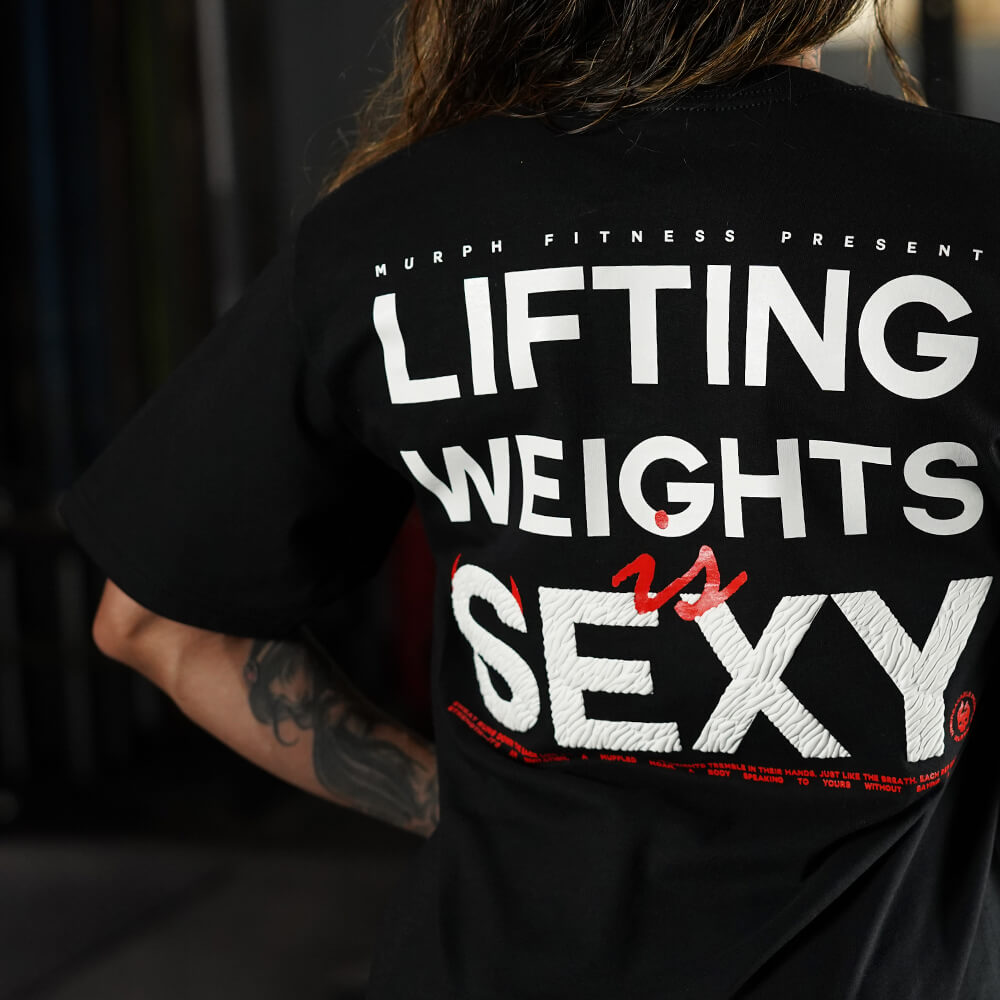 Polera Oversize Lifting Weights Is SEXY - Negro