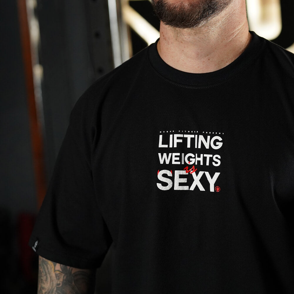 Polera Oversize Lifting Weights Is SEXY - Negro