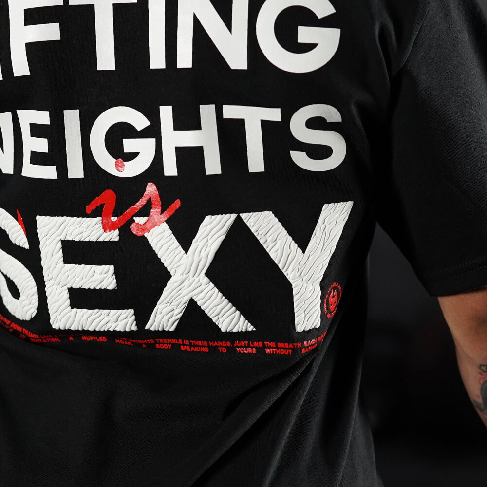 Polera Oversize Lifting Weights Is SEXY - Negro