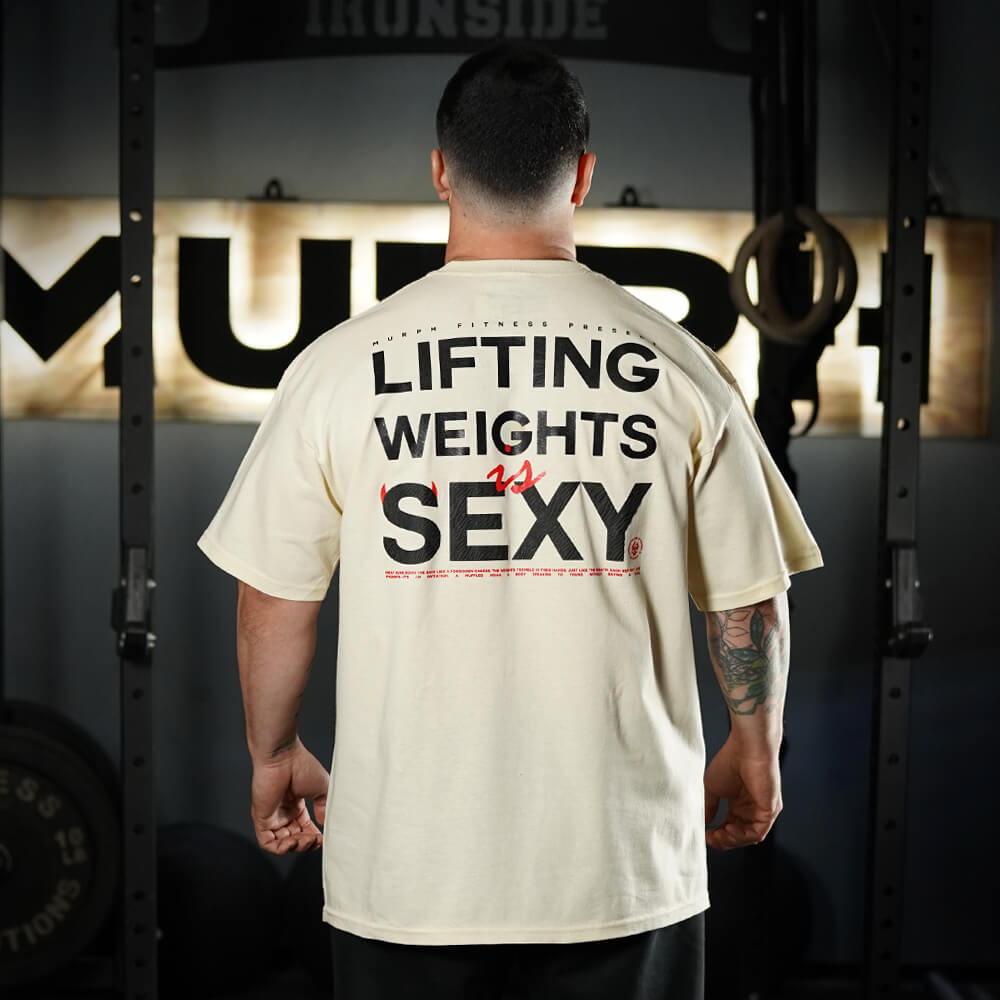 Polera Oversize Lifting Weights Is SEXY - Sweet Cream