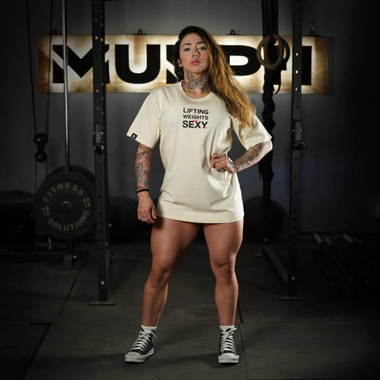 Polera Oversize Lifting Weights Is SEXY - Sweet Cream