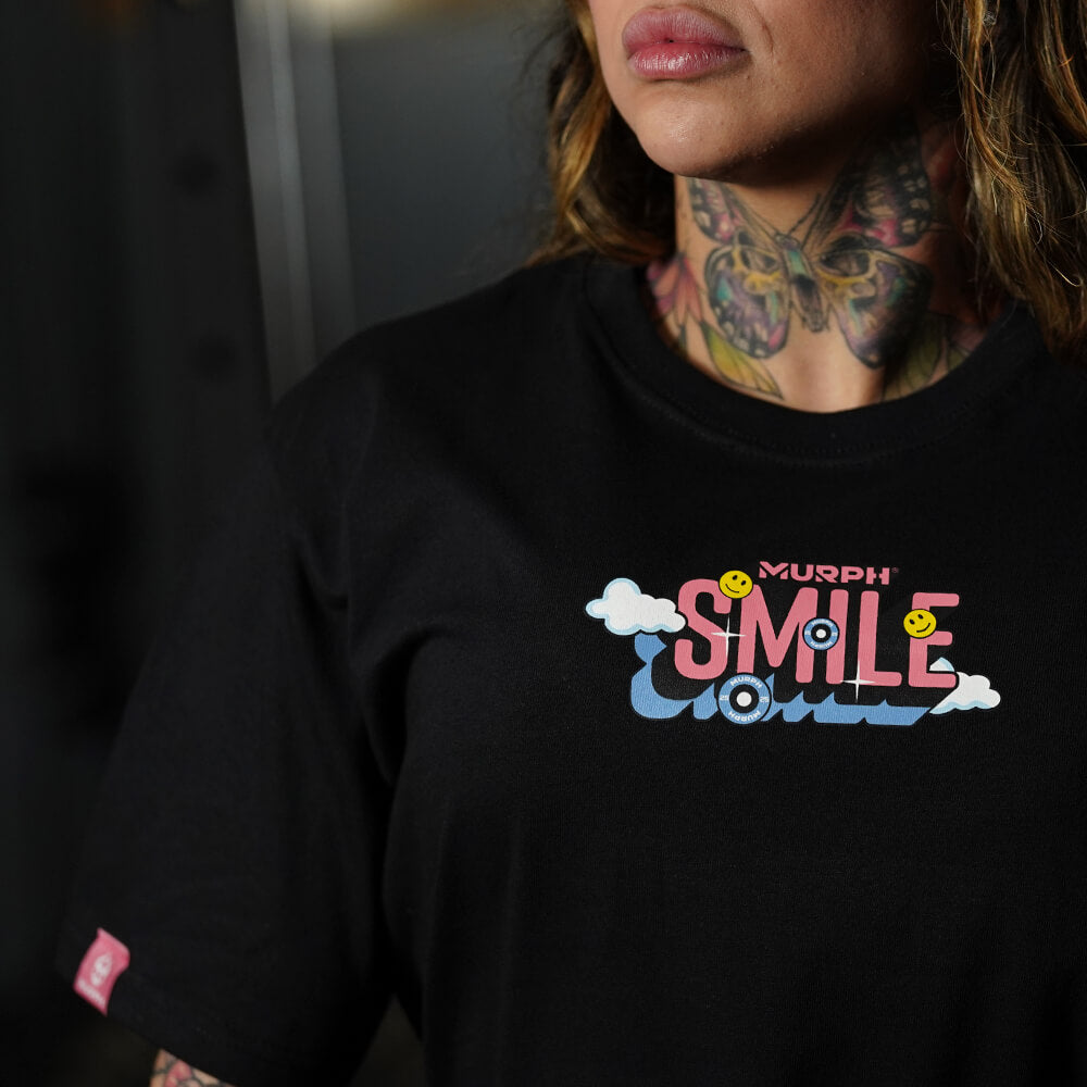 Polera Oversize Smile - Negro