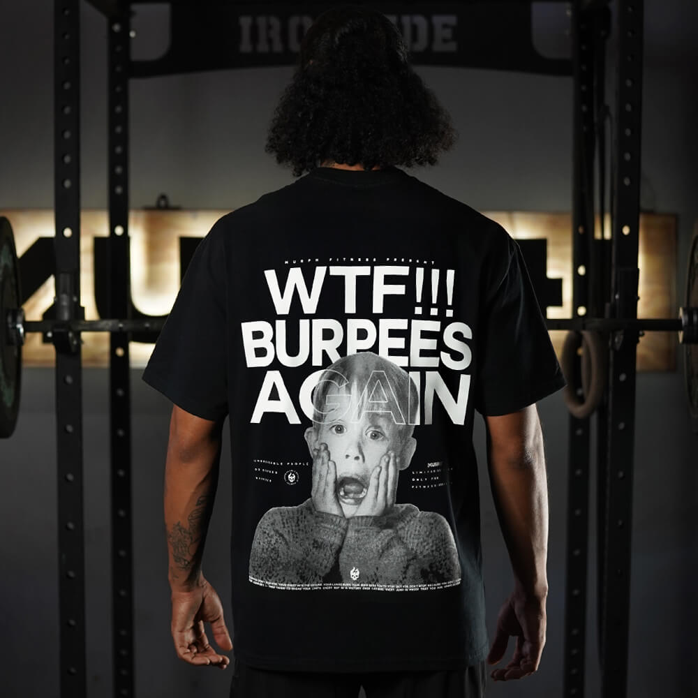 Polera Oversize WTF Burpees Again - Negro