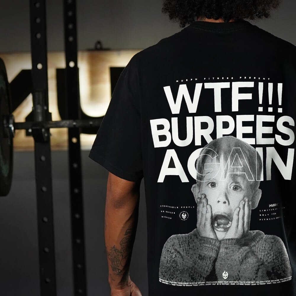 Polera Oversize WTF Burpees Again - Negro