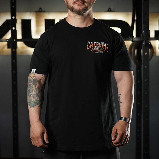Polera Regular Fit Caffeine & Barbells - Negro
