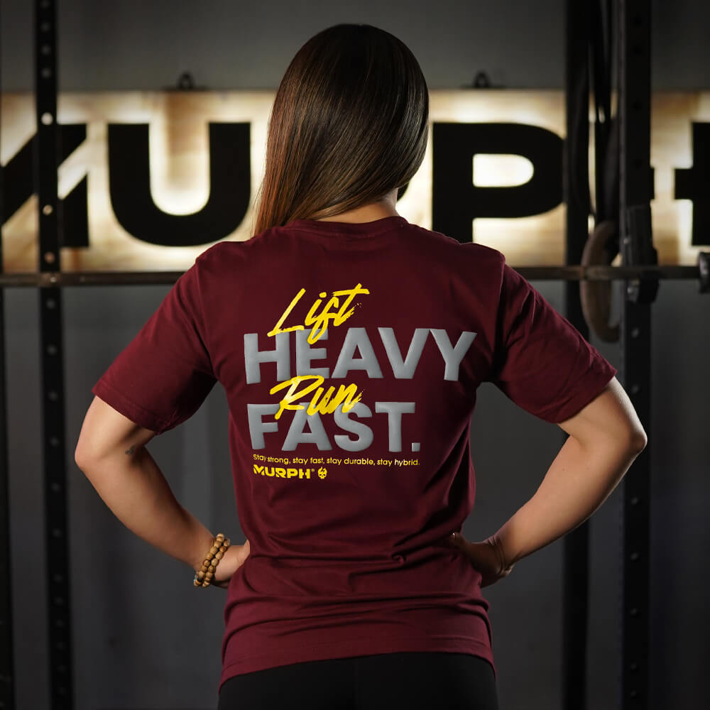 Polera Largo Unisex LIFT HEAVY & RUN FAST - Burdeo