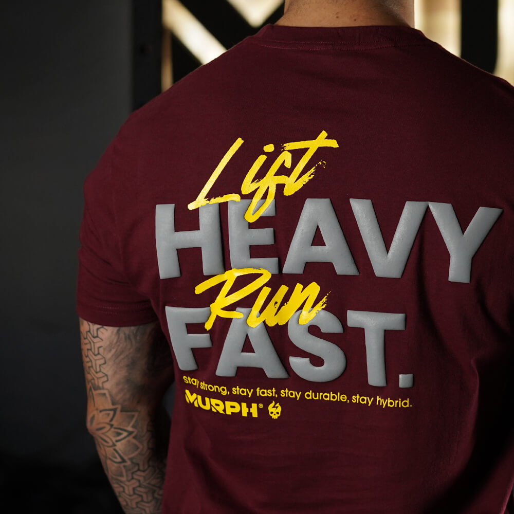 Polera Regular Fit LIFT HEAVY & RUN FAST - Burdeo