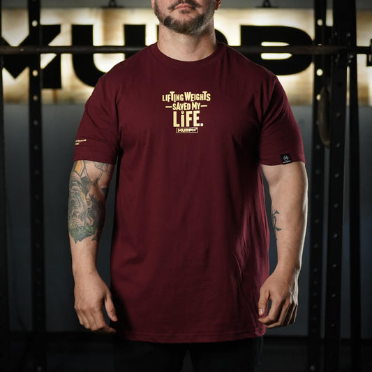 Polera Regular Fit Lifting Weights Saved my Life - Burdeo