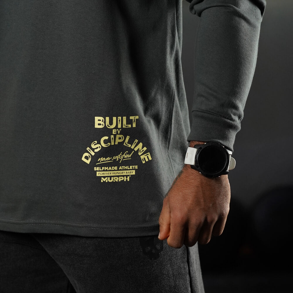 Polera Manga Larga Built by Discipline - Gris Charcoal