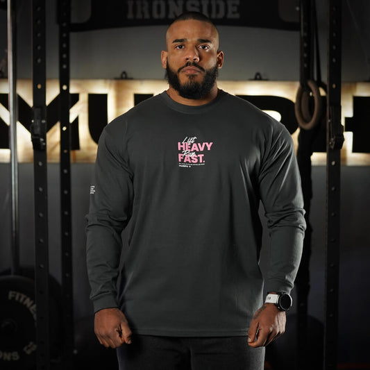 Polera Manga Larga LIFT HEAVY & RUN FAST - Gris Charcoal
