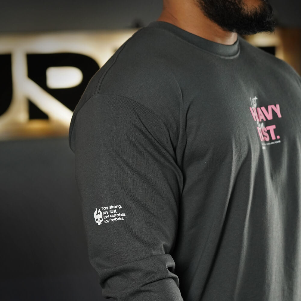 Polera Manga Larga LIFT HEAVY & RUN FAST - Gris Charcoal
