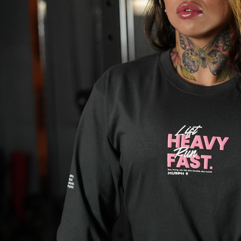 Polera Manga Larga LIFT HEAVY & RUN FAST - Gris Charcoal