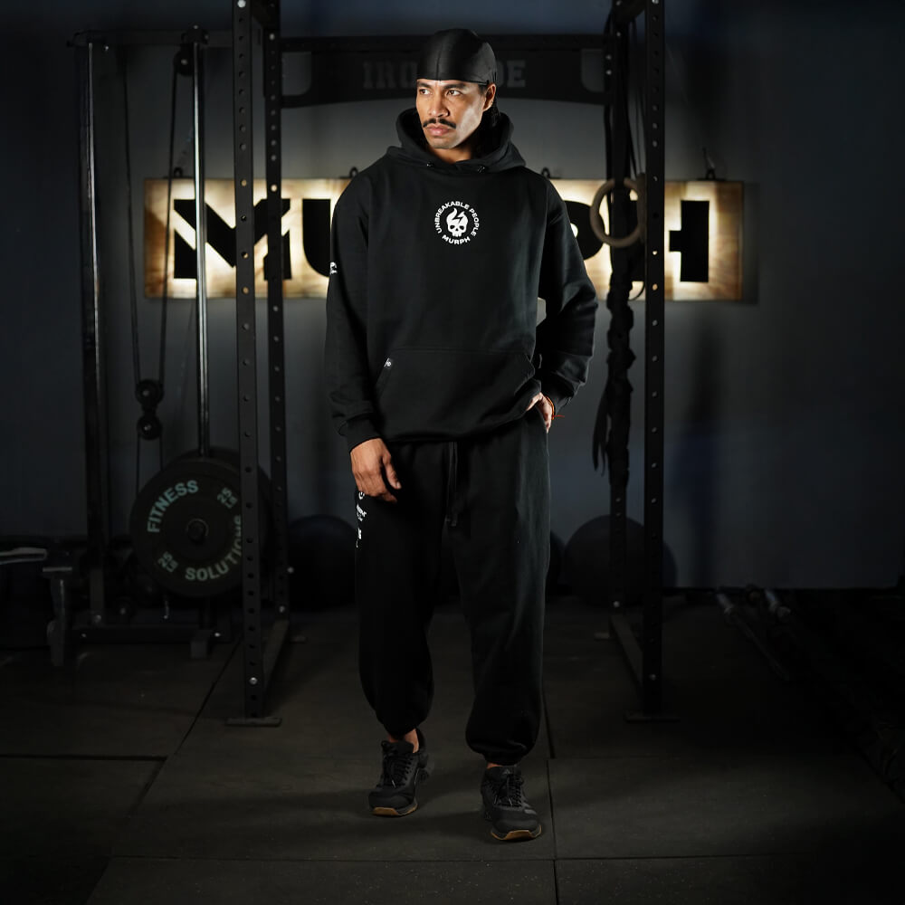 Premium Oversize Hoddie Skull Logo - Black