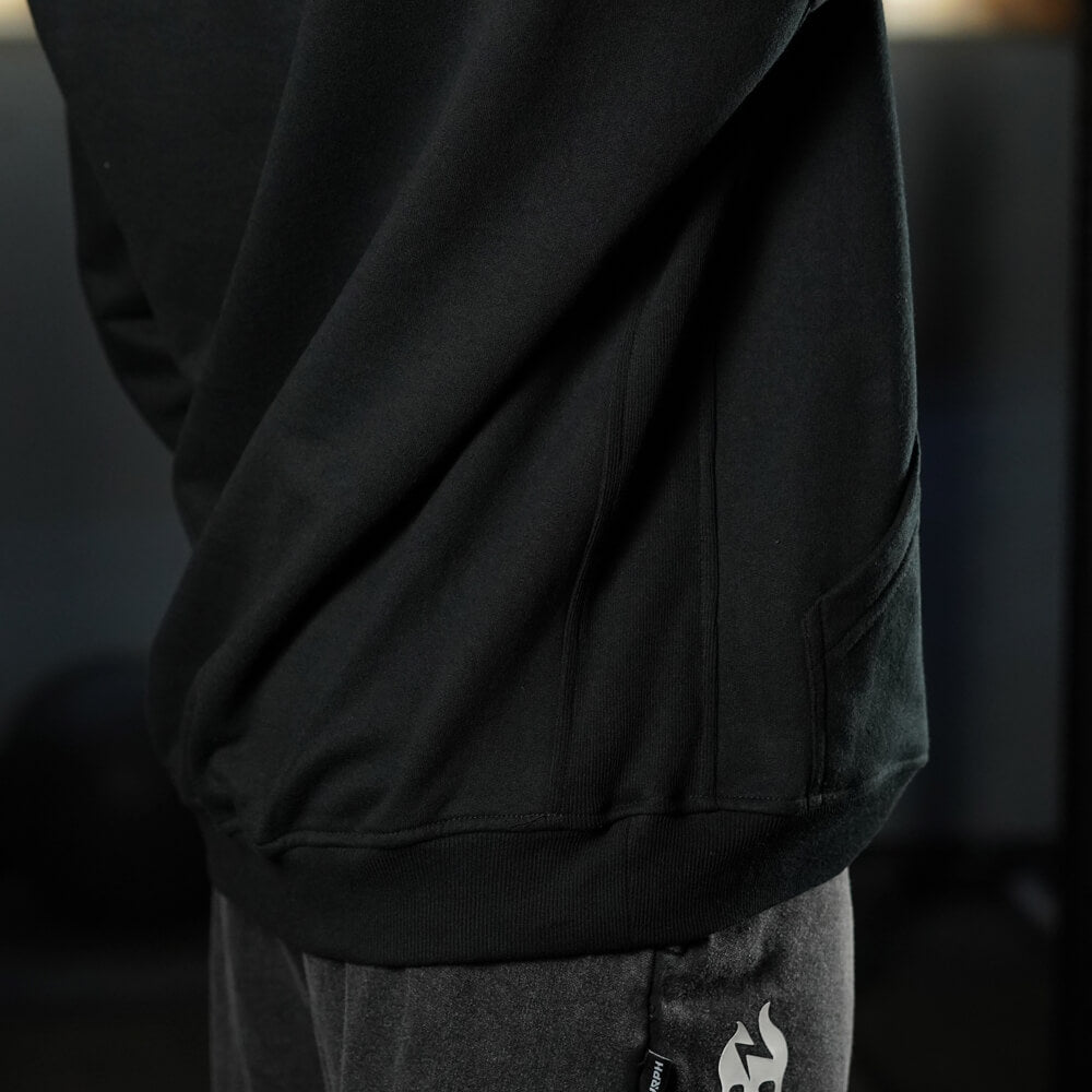 Premium Oversize Hoddie Skull Logo - Black