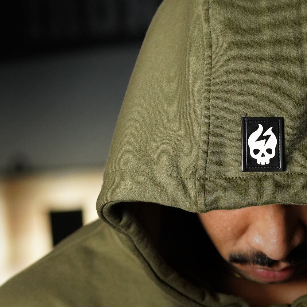 Premium Oversize Hoddie Skull Logo - Tactical Green