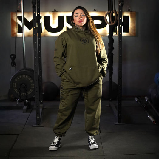 Premium Oversize Jogger Skull + Lifting Dept - Tactical Green