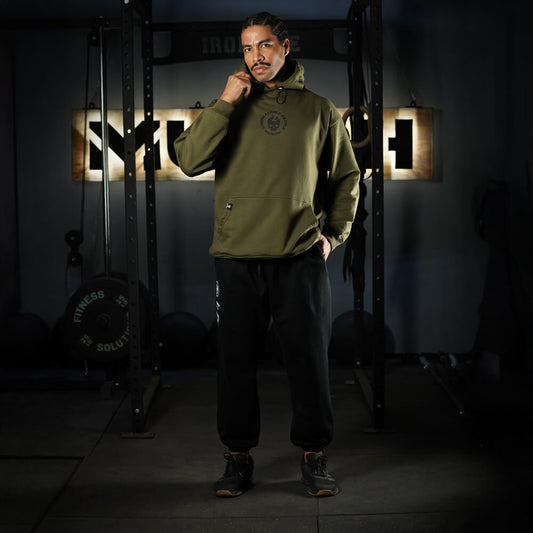 Premium Oversize Hoddie Skull Logo - Tactical Green