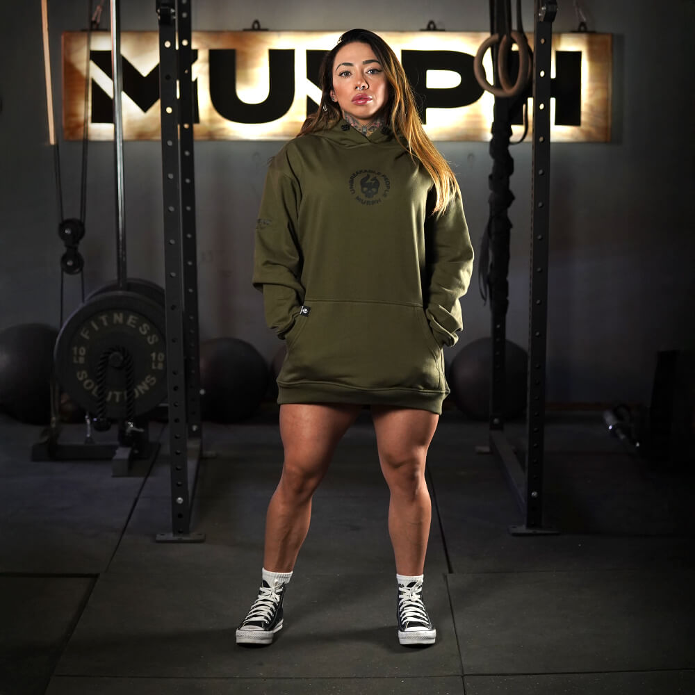 Premium Oversize Hoddie Skull Logo - Tactical Green