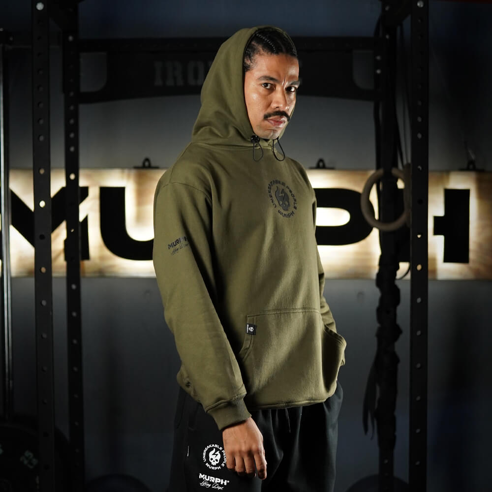 Premium Oversize Hoddie Skull Logo - Tactical Green