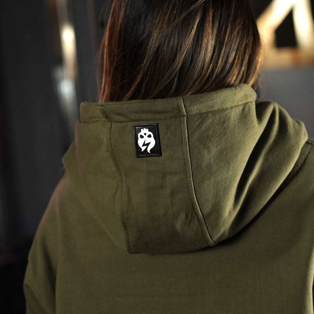 Premium Oversize Hoddie Skull Logo - Tactical Green