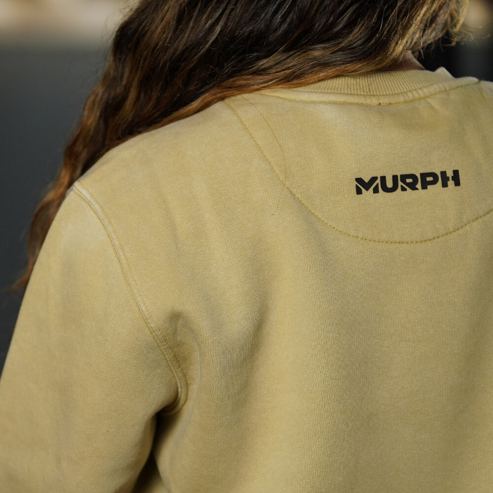 Oversize Long Crewneck Skull Logo - Acid Cream