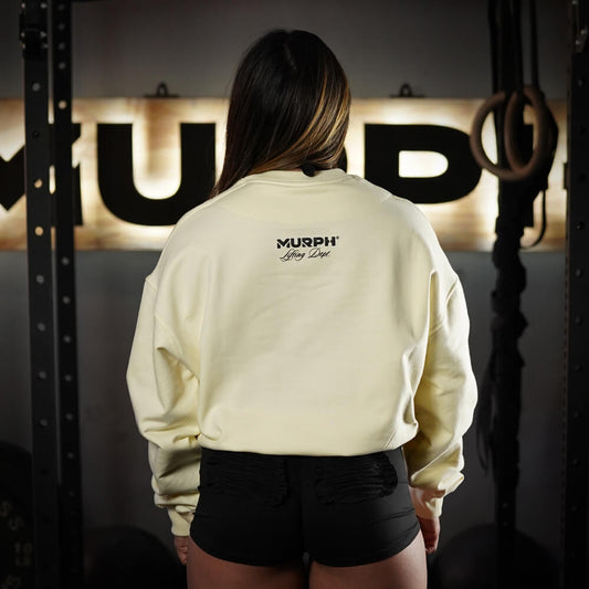 Oversize Crop Crewneck Skull Logo - Sweet Cream