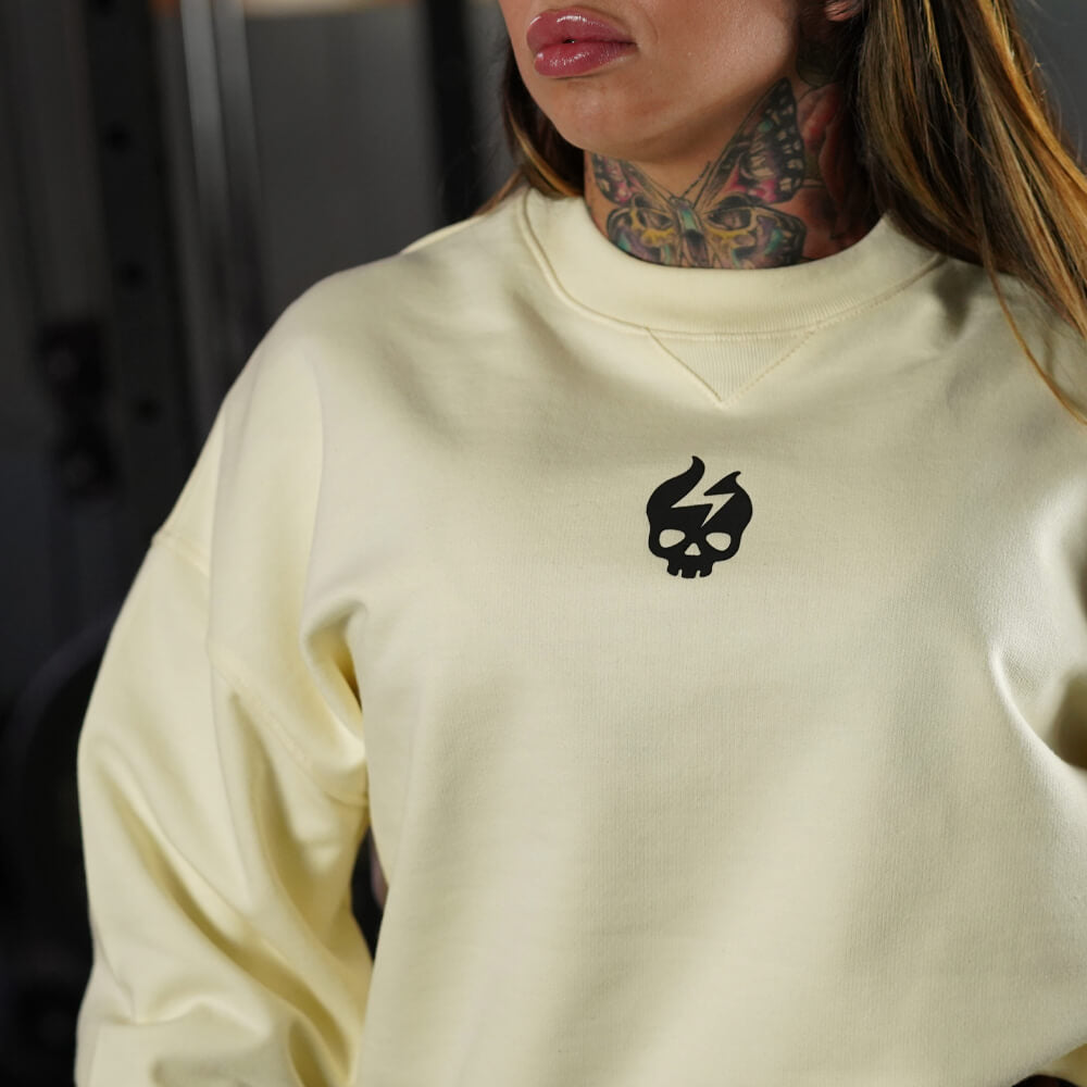 Oversize Crewneck Skull Logo - Sweet Cream