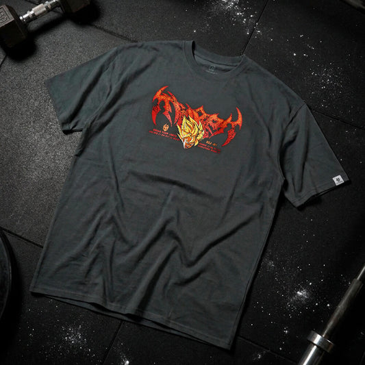 Polera Oversize THE UNBREAKABLE SAIYAN - Gris Charcoal