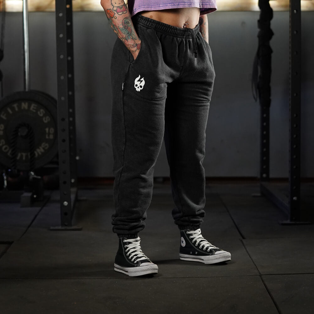 Premium Hybrid Jogger Skull Logo - Acid Black
