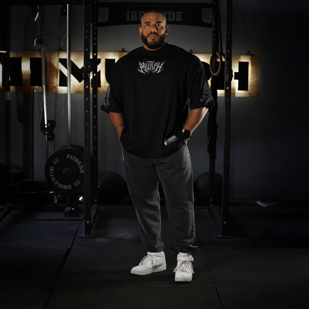 Premium Hybrid Jogger Skull Logo - Acid Black