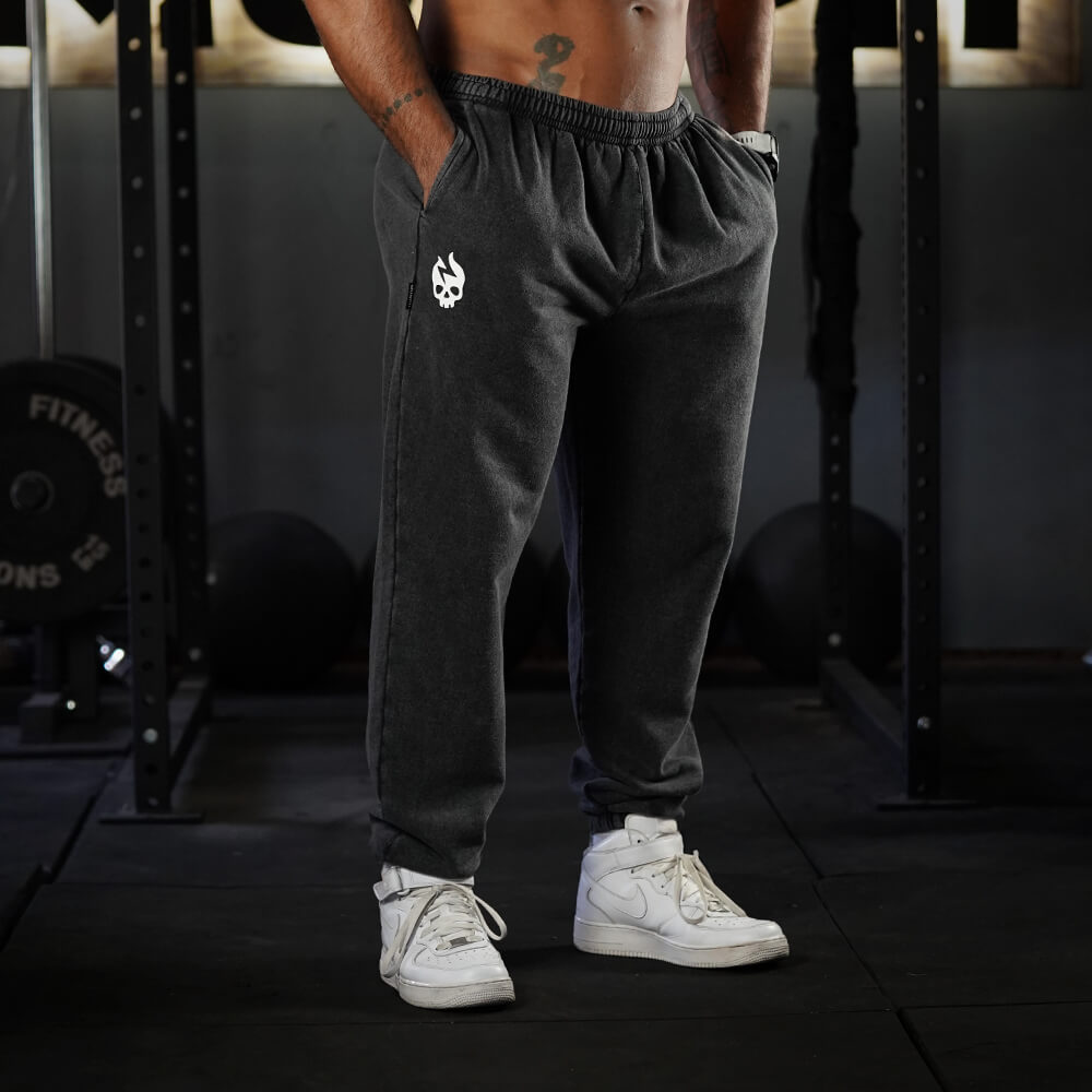 Premium Hybrid Jogger Skull Logo - Acid Black
