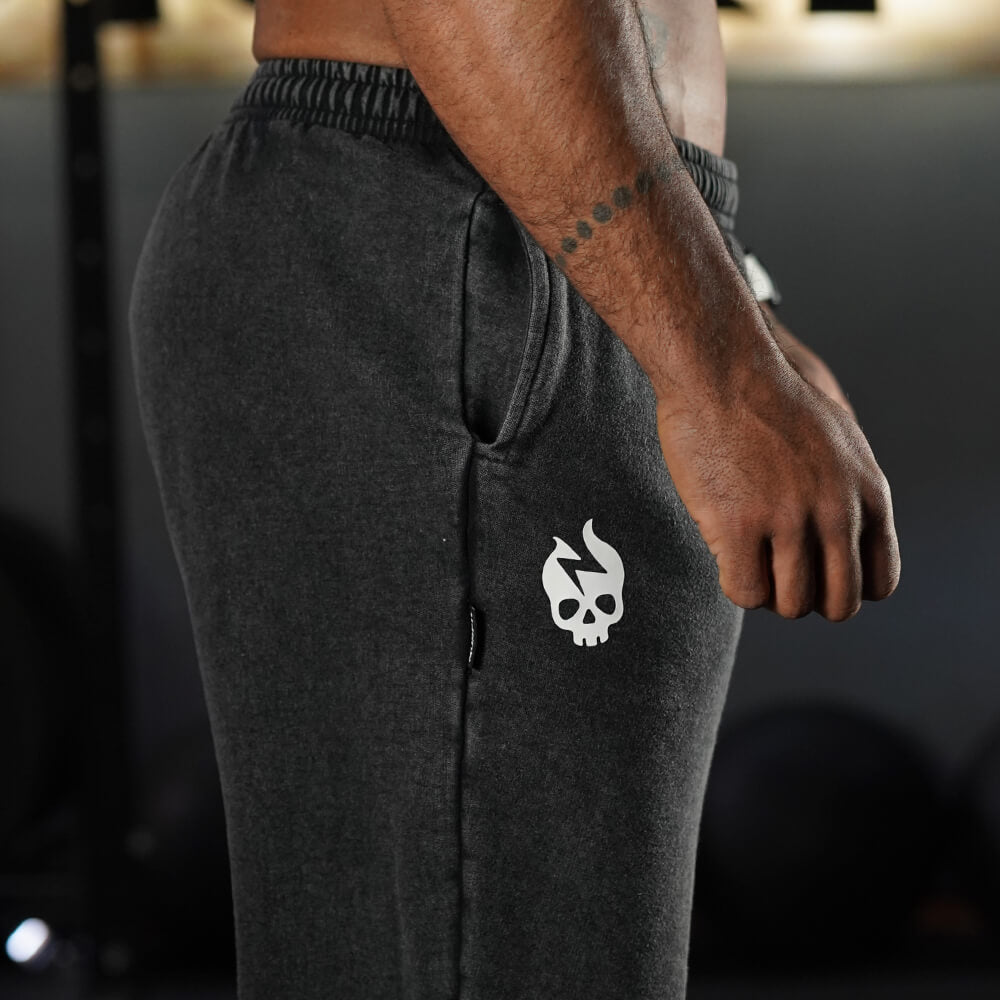 Premium Hybrid Jogger Skull Logo - Acid Black