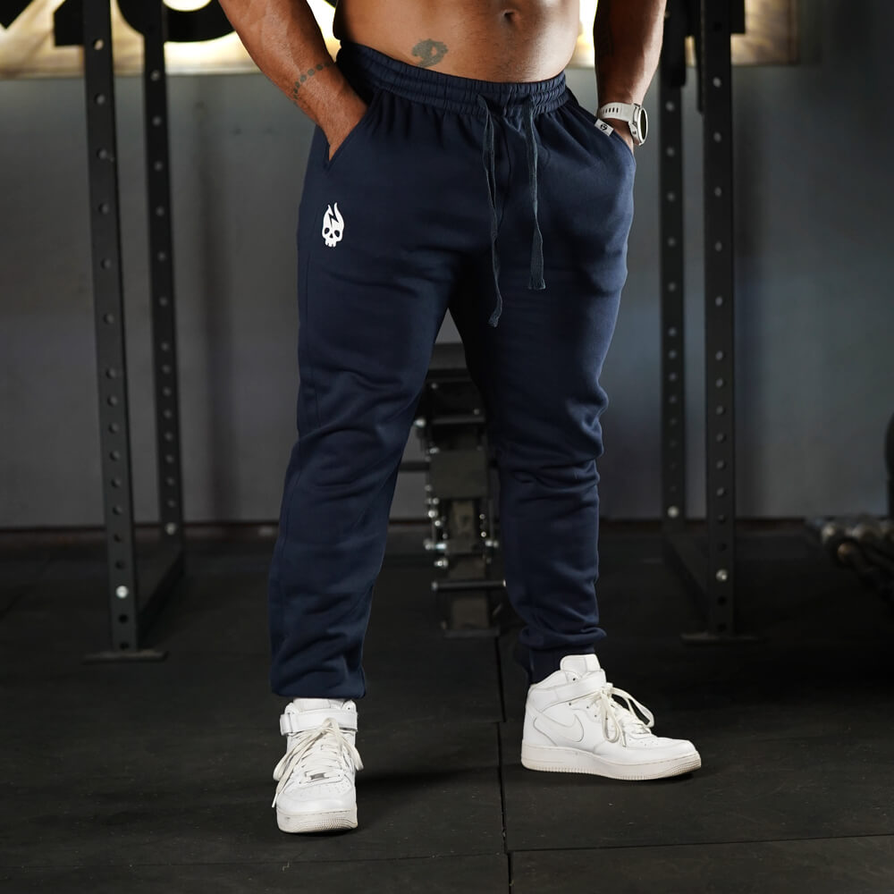 Fitted Jogger Skull Logo - Navy