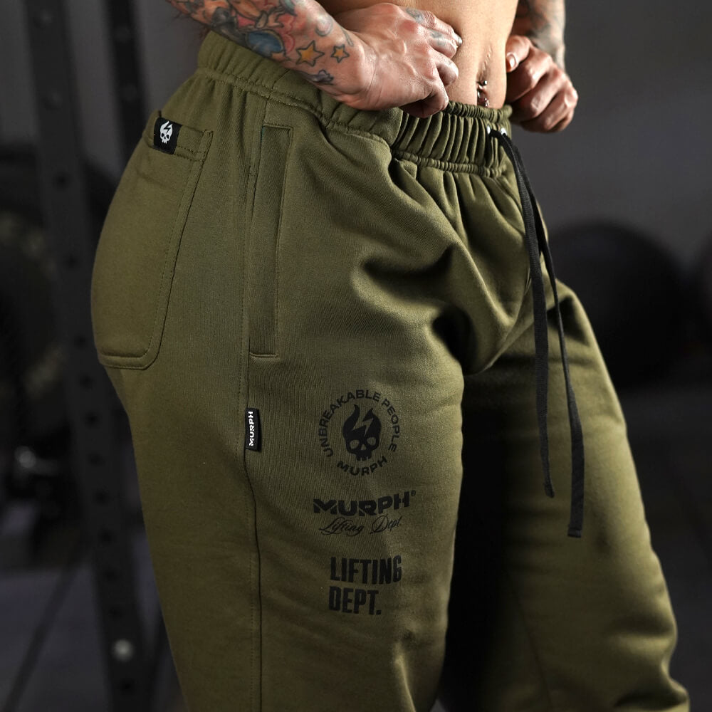 Premium Oversize Jogger Skull + Lifting Dept - Tactical Green