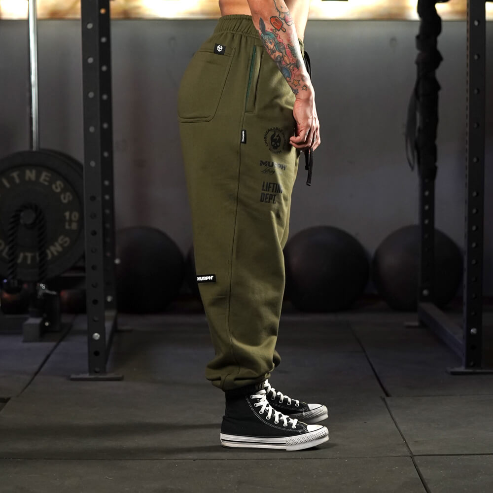 Premium Oversize Jogger Skull + Lifting Dept - Tactical Green