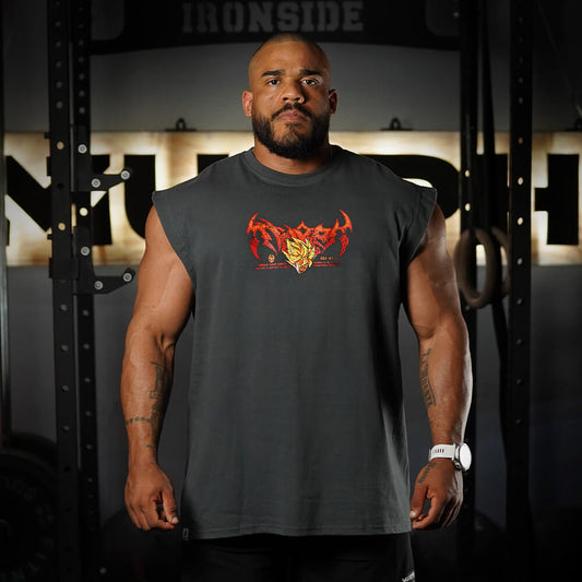Polera Oversize Sleeveless THE UNBREAKABLE SAIYAN - Gris Charcoal