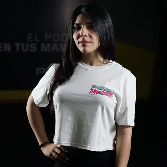 Crop Top Hardcore Mentality - Blanco