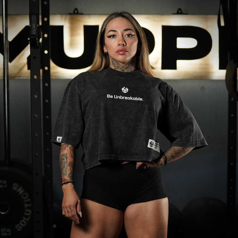 Crop Top Oversize Premium Be Unbreakable - Acid Black