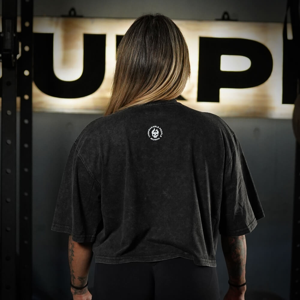 Crop Top Oversize Premium Be Unbreakable - Acid Black