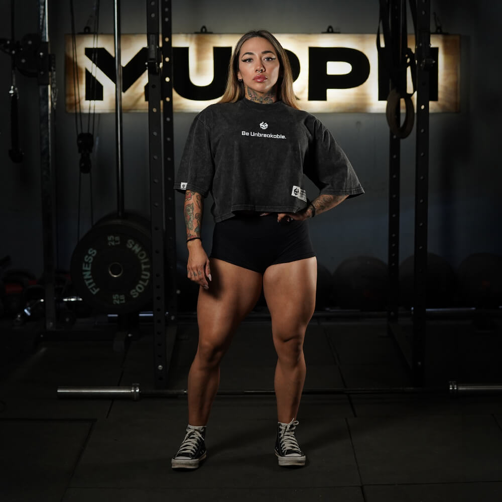 Crop Top Oversize Premium Be Unbreakable - Acid Black