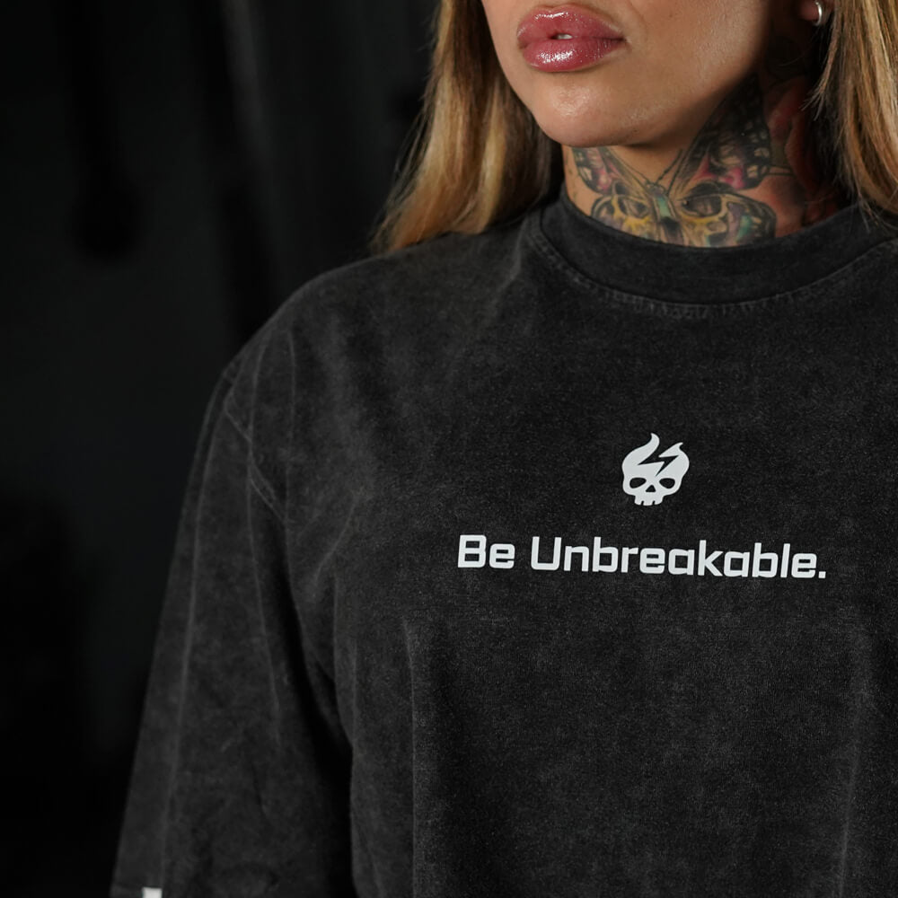 Crop Top Oversize Premium Be Unbreakable - Acid Black